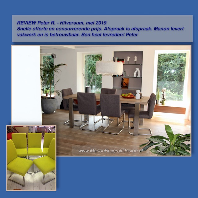 Eetkamerstoelen meubelstoffering ManonRuijgrokDesign