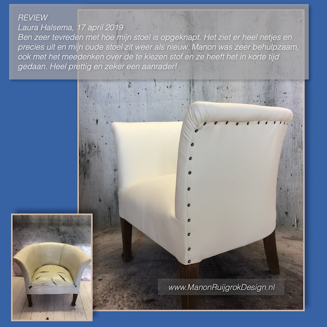 Design fauteuil skai wit ManonRuijgrokDesign meubelstoffering Weesp